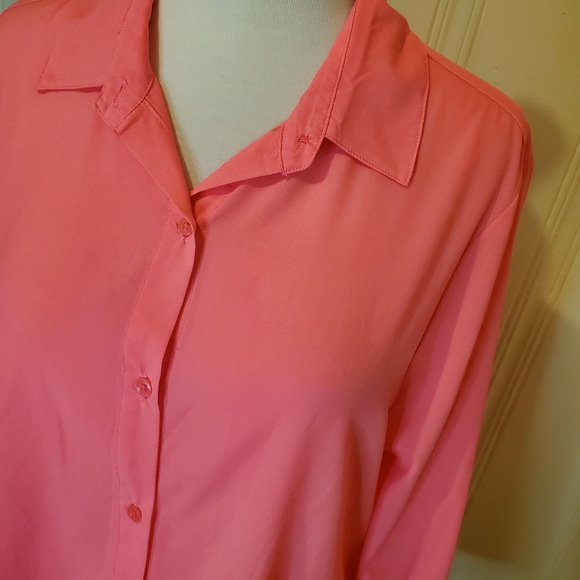 Dylan Button Down Shirt in Neon Pink - Picture 2 of 4